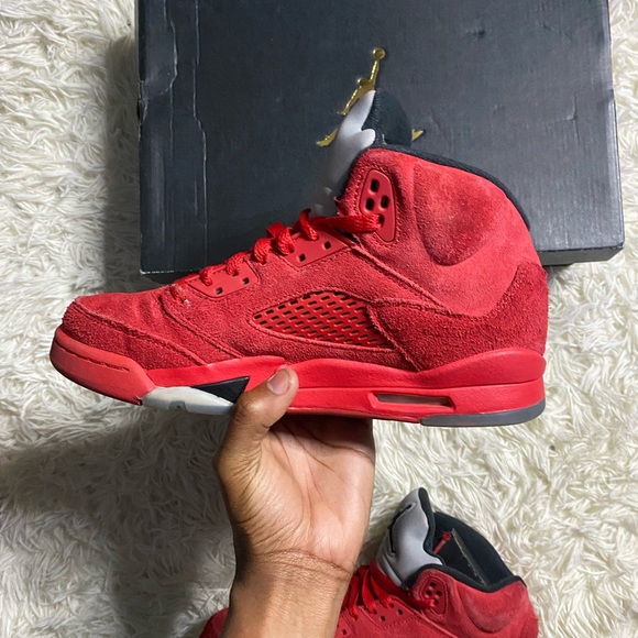 Jordan 5 red all suede